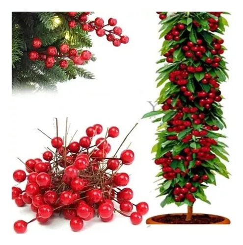 Decoración Artificial De Cerezas Navideñas De 1200 Piezas