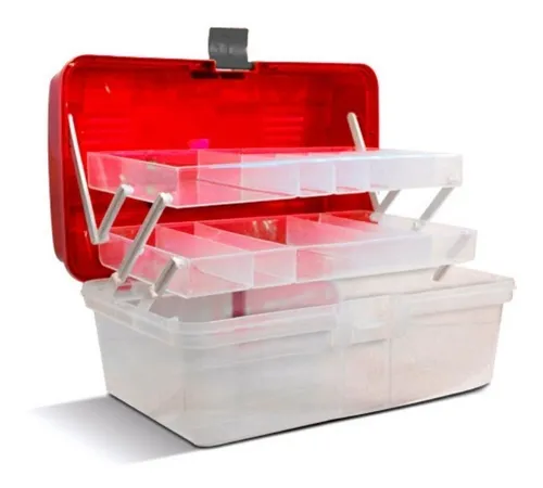 Caja Organizadora Plastica Transparente de 6 Litros Apilable con Trabas y  Manijas.