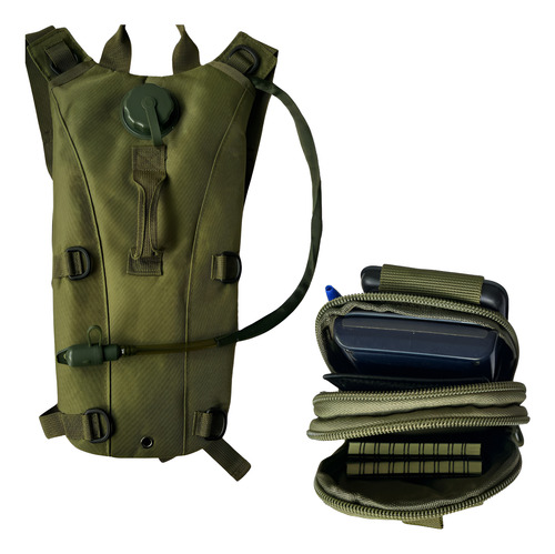 Kit Mochila Hidratação 3 Litros E Pochete Tipo Militar