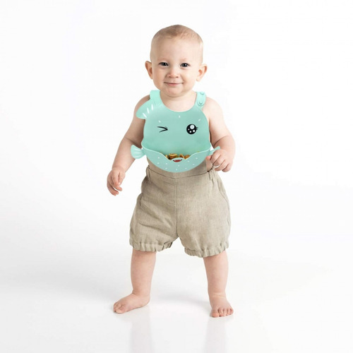¡ Babero Silicona Baby Bib Divertido Bebé Monstruo Celeste !