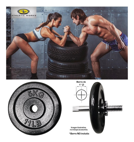 1 Disco D Acero Pra Mancuerna 1 Pulgada  Athletic Works 5 Kg