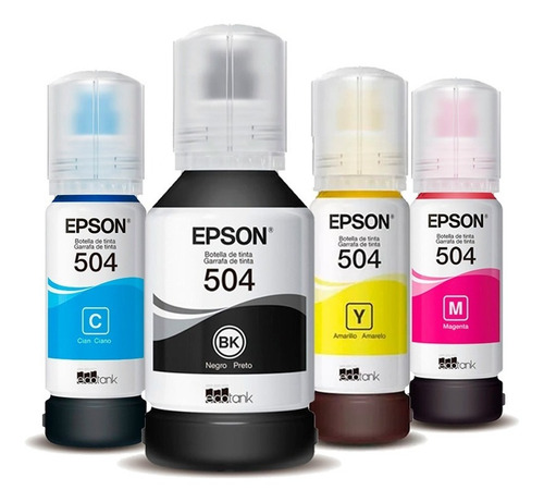 Imagen 1 de 6 de Combo X4 Tintas Originales Epson T504 L4150 L4160 Sin Caja