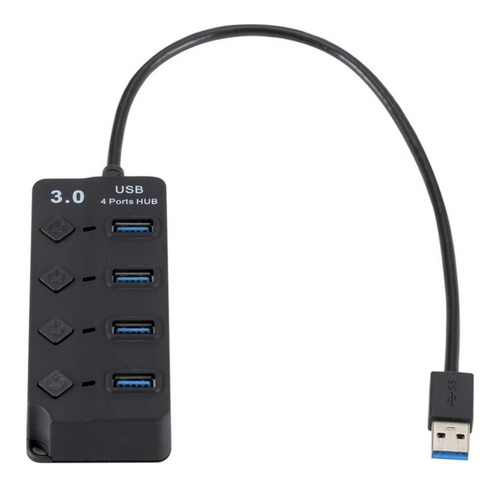 Hub 4 Puertos Independientes Usb 3.0 Luz Led 5gbps Cabl 30cm