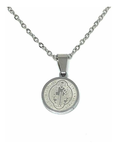 Imagen 3 de 4 de Collar Acero Inoxidable Con Medalla San Benito 0.8 Cm (mini)