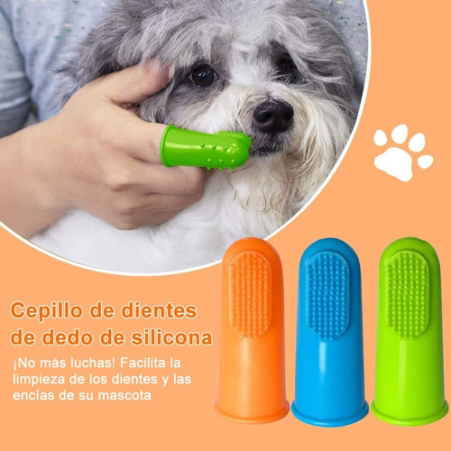Juego Cepillo Dientes Mascotas 6 Pieza Silicona Suave Perros