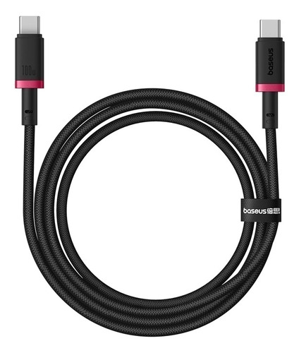 Cable Usb Tipo C A Usb-c Carga Rapida Reforzado Baseus 60w Rojo Y Negro