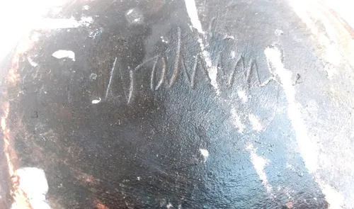 Jarrón Ánfora Cerámica De Autor Firmada 24x20cm Motivo Peces (Usado)