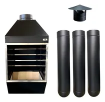 Comprar Churrasqueira De Parede 50cm X 50cm Preta Kit 3 Dutos