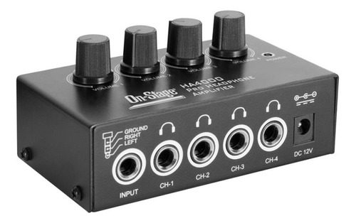 Amplificador Para 4 Fones De Ouvido Portátil On-stage Ha4000