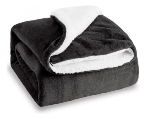 Manta Reversible Flannel/sherpa 150x200 Cm Gris Oscuro