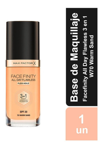 Imagen 1 de 5 de Max Factor Base Facefinity All Day Flawless 3en1 Foundation