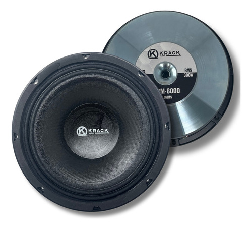 Bocina Tipo Medio Rango Krack Audio Kpm-8000 (2) Para Carro/camioneta Color Amarillo Negro 8 X 8 X 8 X 2 Unidades