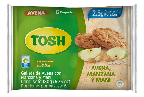 Galleta Tosh Avena Manzana Y Mani X 6und X 180g