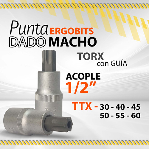 Punta Ergobits Dado Macho Torx C/guia / Varias Medidas