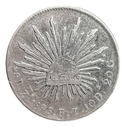 Moneda Plata 8 Reales 1895 Zacatecas Zs Fz