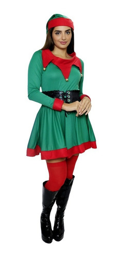 Disfraz Duende Clasico Navidad Dama