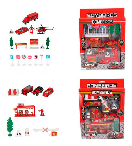 Super Kit Bombeiros Metal 18 Peças - Etitoys