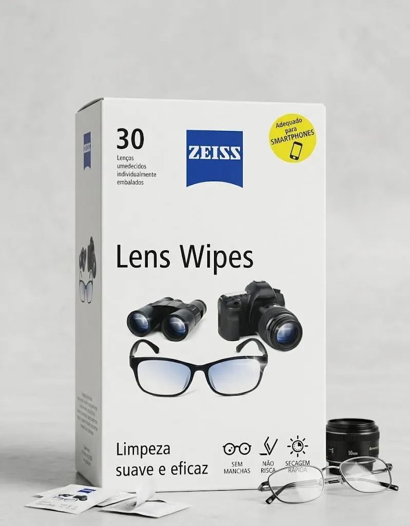 Lenços Umedecidos Zeiss Lens Wipes 30 Peças Para Óculos Lentes e dispositivos digitais