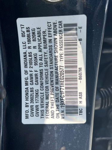 Honda Civic Exl-t 2017
