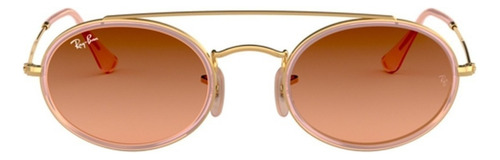 Anteojos de sol Ray-Ban I-Shape Oval Double Bridge talle Extra large armazón polished gold y lente pink/brown