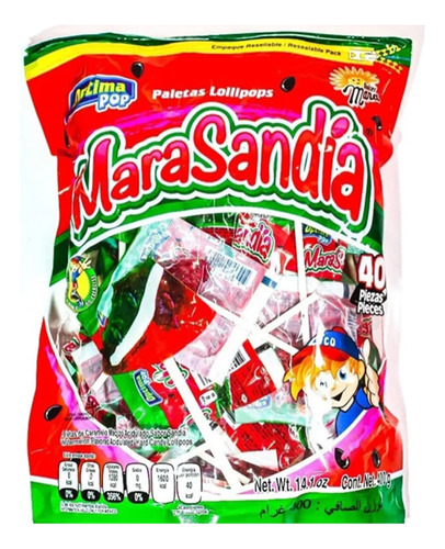 Chupeta Pop Mara Sandía Bolsa X40 Uds