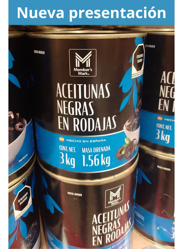 Aceitunas Negras En Rodajas 3 Kg 2 Latas En Total 6kg