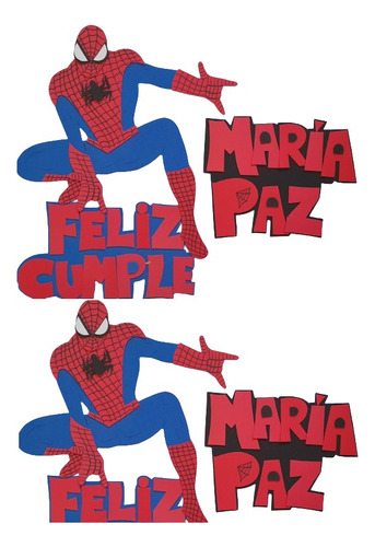 Cartel Spiderman Goma Eva Atras Torta Cartel