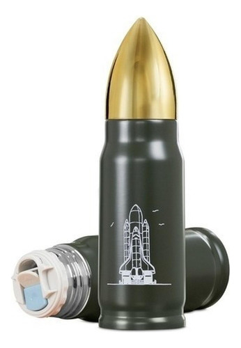 Termo Metal Acero Inoxidable Bala Cohete 500 Ml Airsoft Army