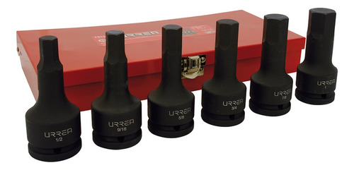 Juego Dados Impacto Hexagonal 3/4 Pulgadas 6 Pzas Urrea