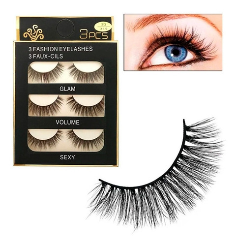 Pestañas Postizas 3d Glam Volumen Y Grandes- 3 Pares 