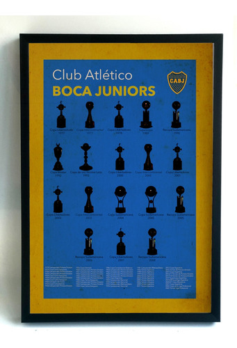 Cuadro De Boca Campeon Con Marco - Diseño Unico !!! 35x50 Cm