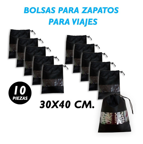 Imagen 1 de 2 de Bolsa De Viaje Para Zapatos, Cubre Polvo, 10 Pz. De 30x40 Cm