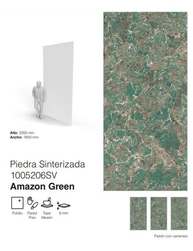 Piedra Sinterizada Pulido, Overland, Amazon Green 