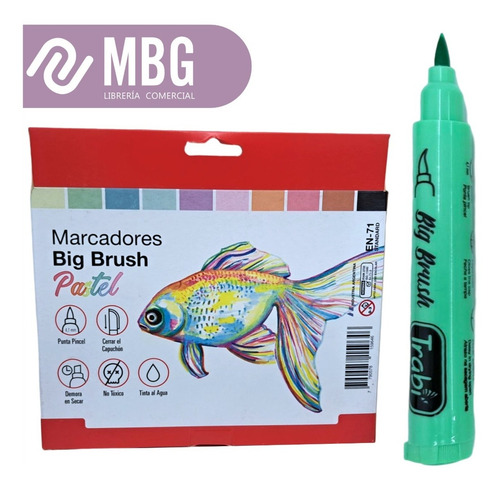 Imagen 3 de 7 de Marcador Trabi Big Brush Punta Pincel Pastel Por 10 Colores