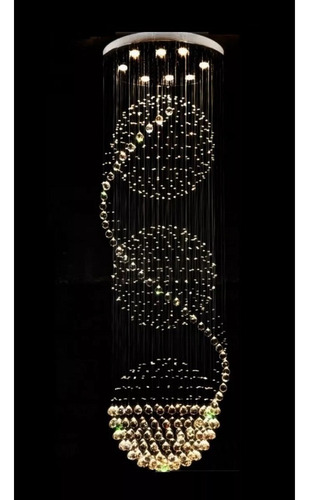 Imagem 2 de 5 de Lustre De Cristal 3 Globos Base 50 Cm A Partir 1,8 Até 2,2