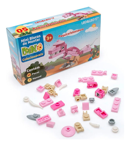 Blocos De Montar 12 Mini Dinossauros Brinquedo Colecionável