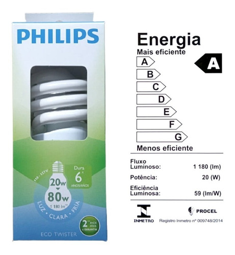 Lampada Eletrônica Mini Esp. 20w 6000h Branca 127v Philips