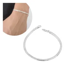 Comprar Conjunto Corrente De Prata Legítima 925 Masculina + Pulseira Cor Prata 925