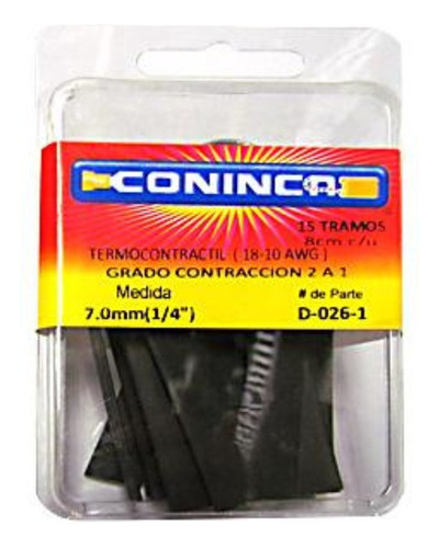  Termo Contráctil 10 Tramos De 12mmx12cm Negro Coninca