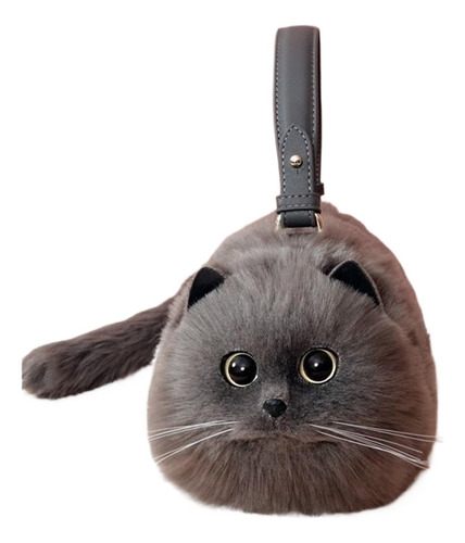 Bolso De Gato Artesanal Gris Para Mujeres, Bolso Para Llevar