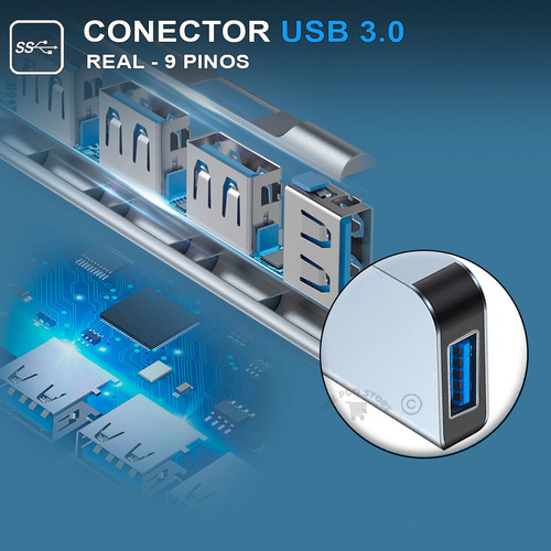 Hub Usb 4 Portas Usb 3.0 5 Gbps Extensor Adaptador Usb 3.0 Computador Pc Notebook Pdo Store