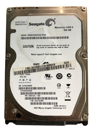 Disco Duro Seagate Momentus 5400.6 St9500325as 500gb (usado)