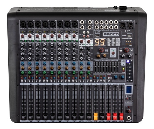 Proco L12 Consola Sonido Audio Mixer 12 Canales 99 Fx Usb Bt