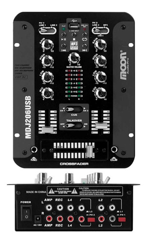 Consola Mixer Dj Moon Mdj206usb Estereo 3 Canales Con Usb