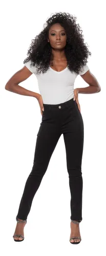 Cal a Jeans Feminina Preta Com Lycra Tecido Volta Como Novo