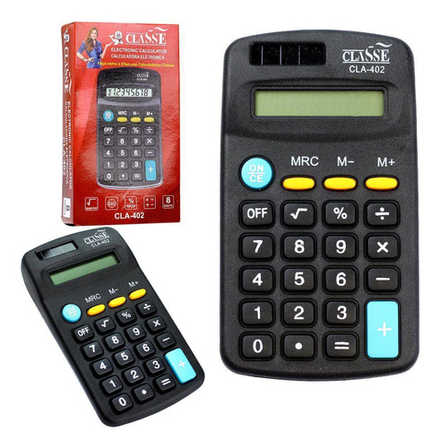 Kit 5 Calculadoras Pequena De Bolso Portátil Preto 8 Dígitos