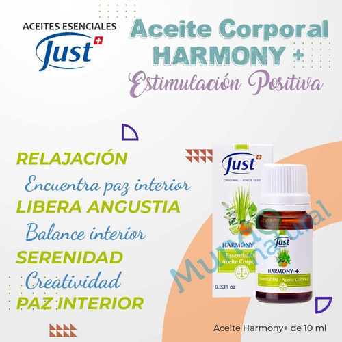 Imagen 2 de 7 de Aceite Esencial Harmony 10ml Swiss Just Original Y Sellado