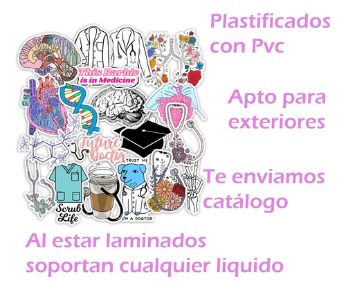 Stickers Medicina 25 Unidades Pvc Plastificados