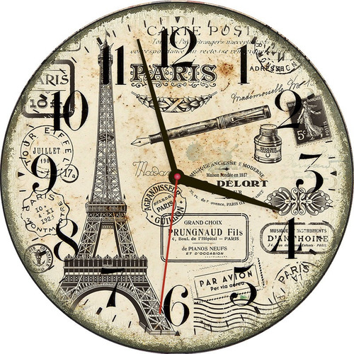 Relógio Retrô 30 Cm Souvenires De Paris Vintage