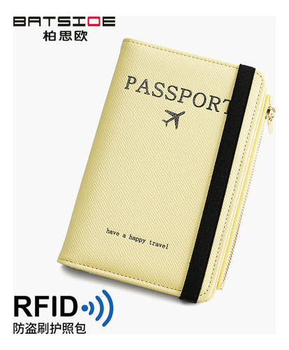 Tarjetero Rfid Antirrobo Con Cierre Delgado Para Pasaporte